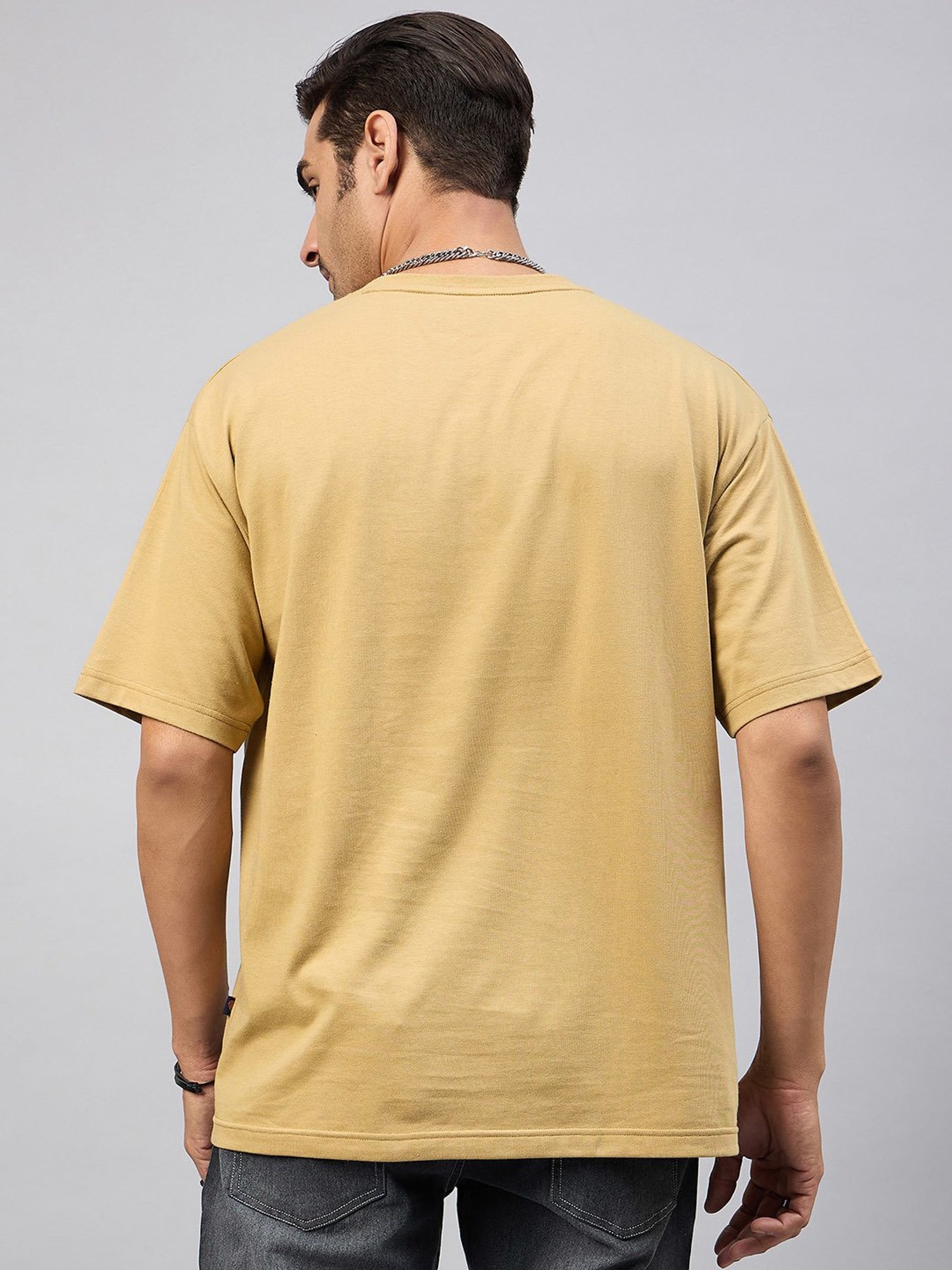 Club York Beige Regular Fit Embroidered Crew T-Shirt