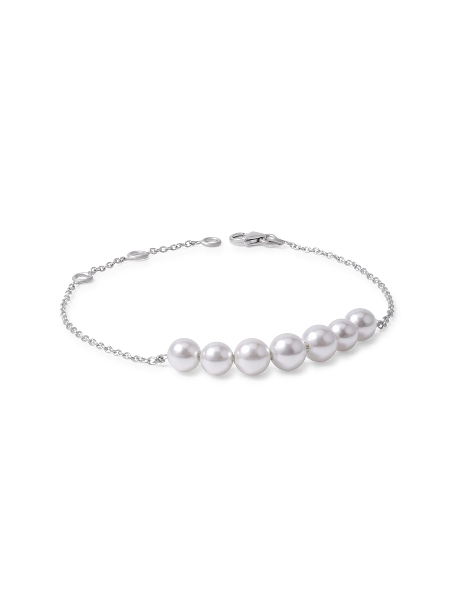 March by FableStreet 92.5 Sterling Silver White Pearls Bracelet for Women