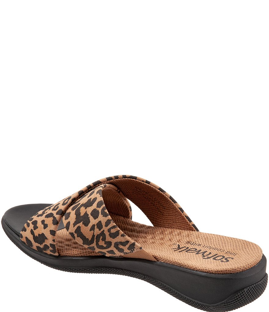 Softwalk Tillman II Cheetah Print Leather X Band Wedge Slides
