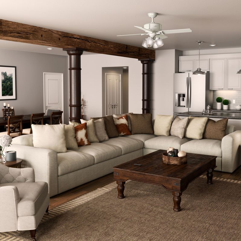 Hunter Fan Company 54184 Brunswick 52 Inch Fresh White Ceiling Fan with Light Kit and 4 Fresh White/Grey Oak Reversible Blades