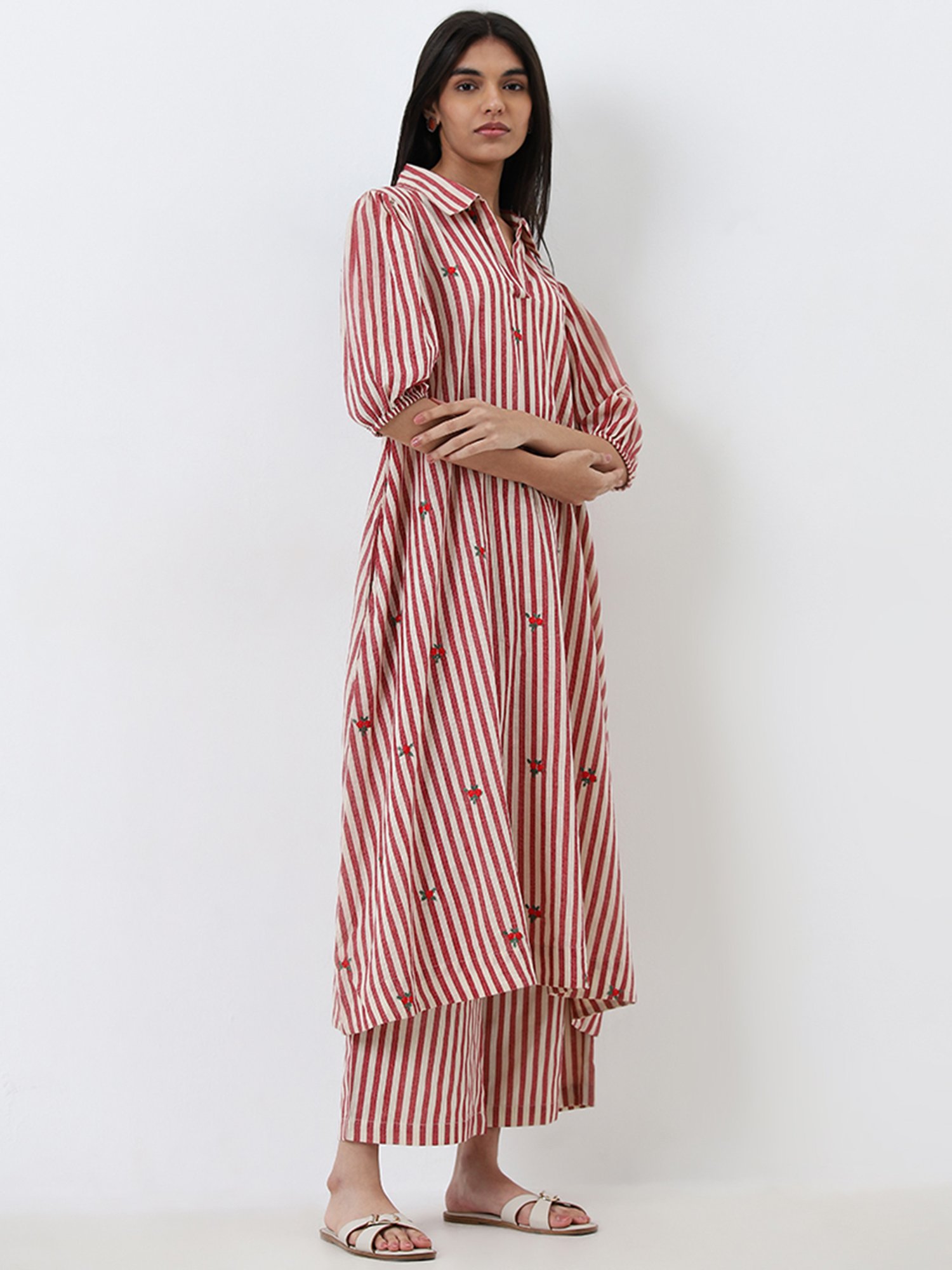 Saffron Threads Black Printed Straight Kurta