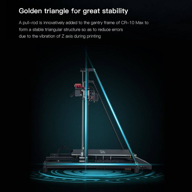 Offical Creality CR 10 MAX 3D Printer 450 x 450 x 470 mm Large Build Volume with Stability Triangle Frame, Auto-Leveling, Resume Printing, Bondtech Extruder Dual Gears, Capricorn PTFE Tube