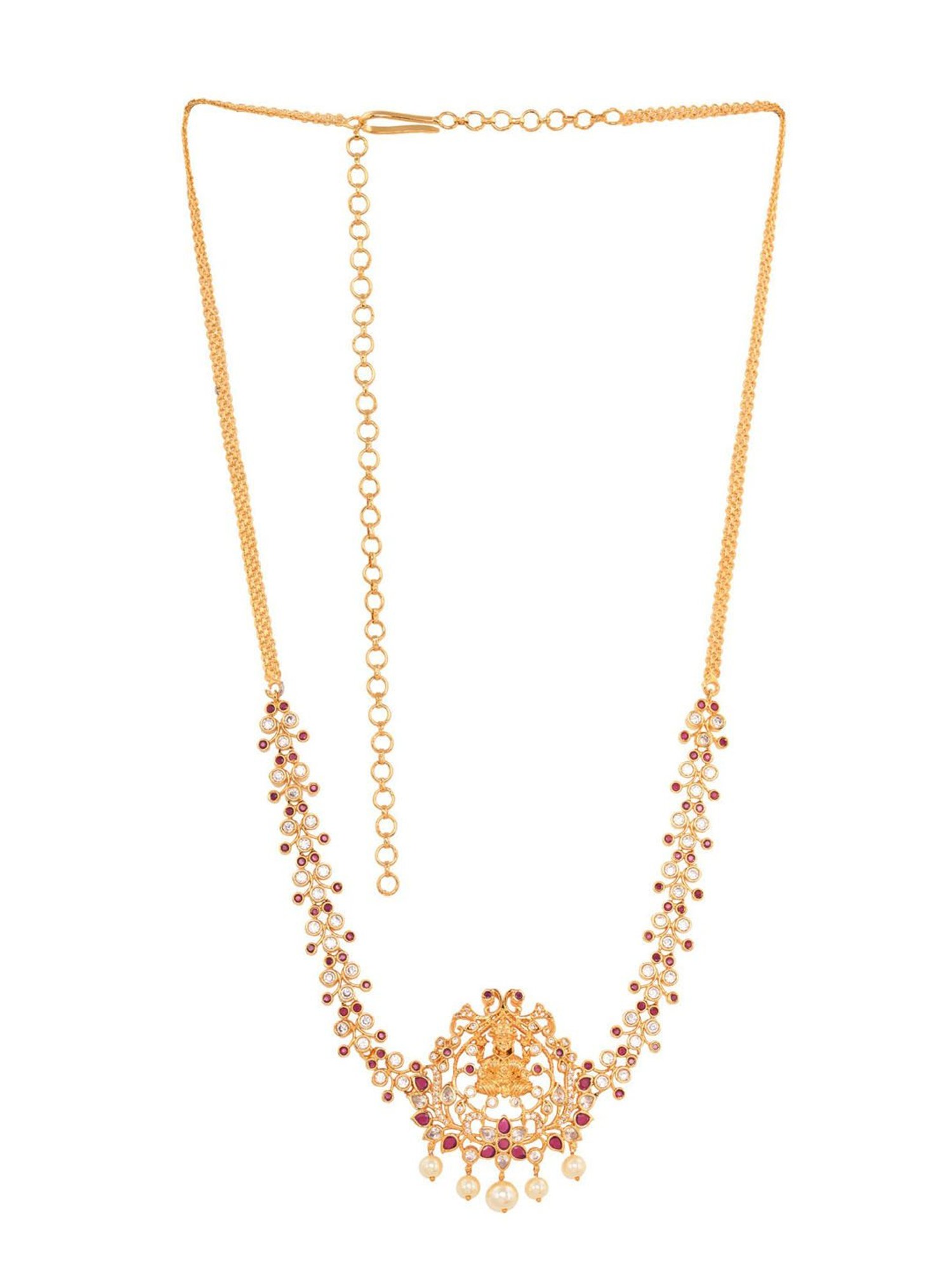 Saraf Rs Jewellery White &Red Gold Plated Ad Studded Temple Kamarbandh