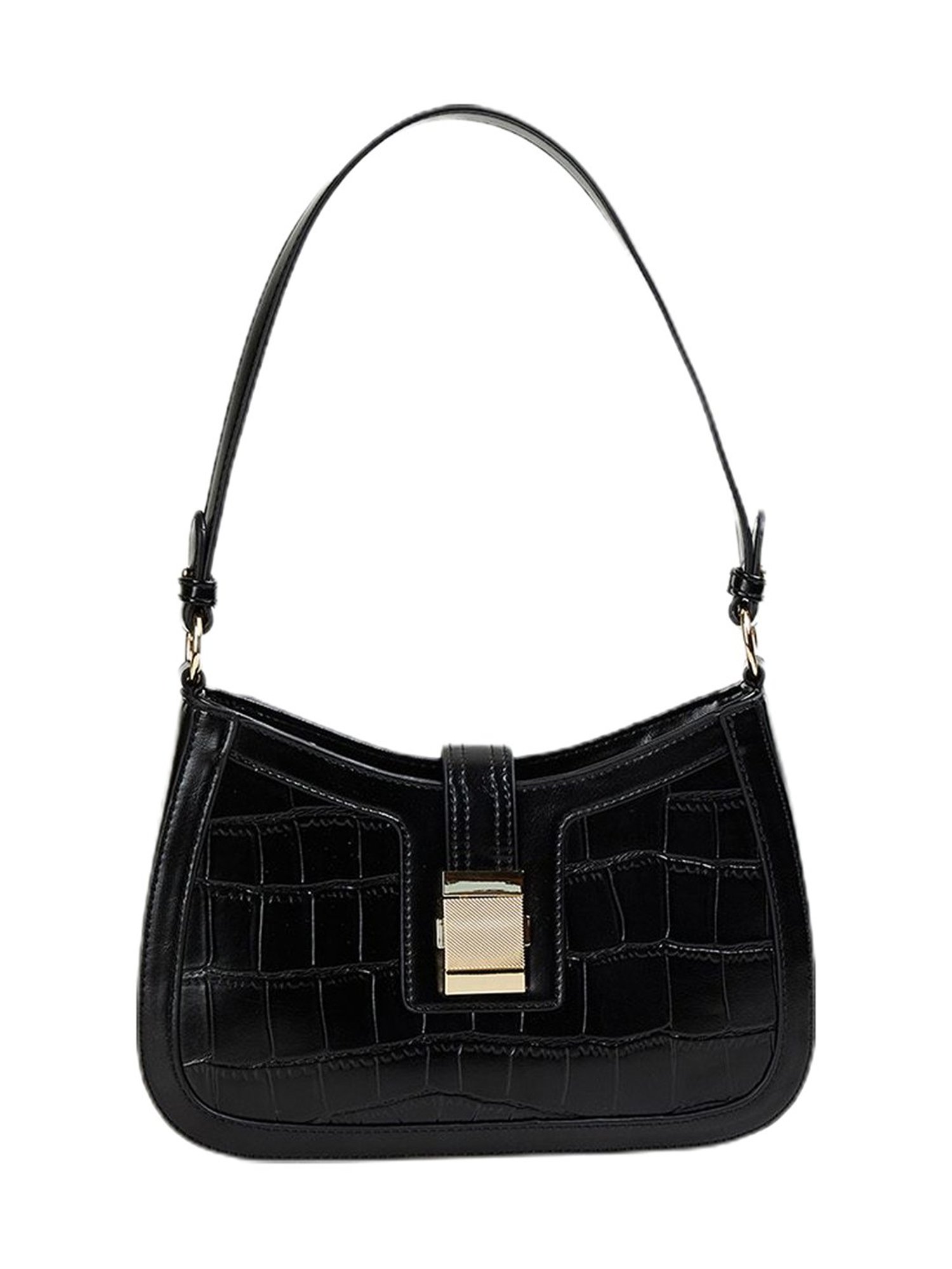 Code by Lifestyle Black Textured Hobo Bag