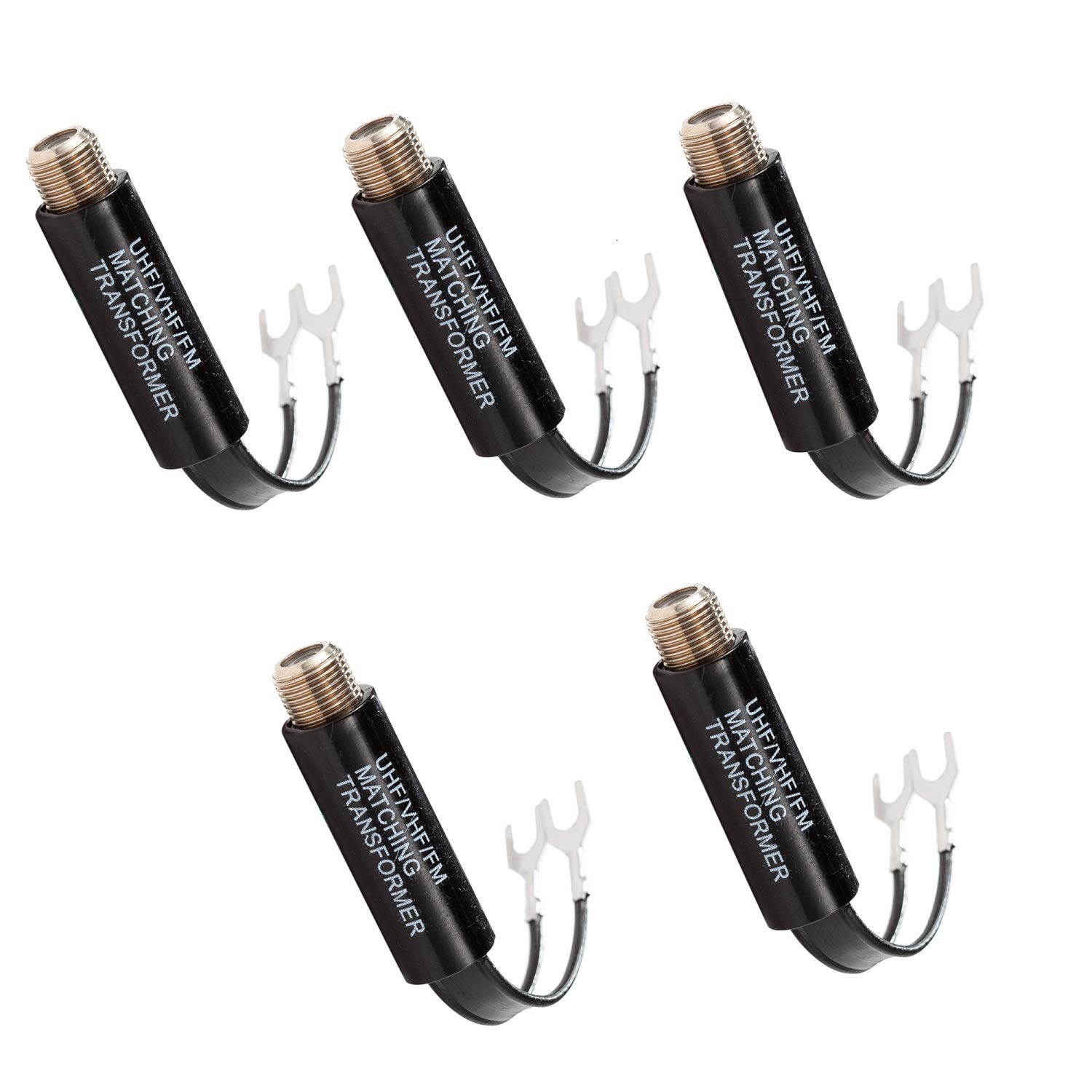 Balun Transformer, Ancable 5-Pack Indoor F Female 75 Ohm to 300 Ohm UHF/VHF Matching Transformer Adapter for Radio FM Receiver, TV, Coax Cable