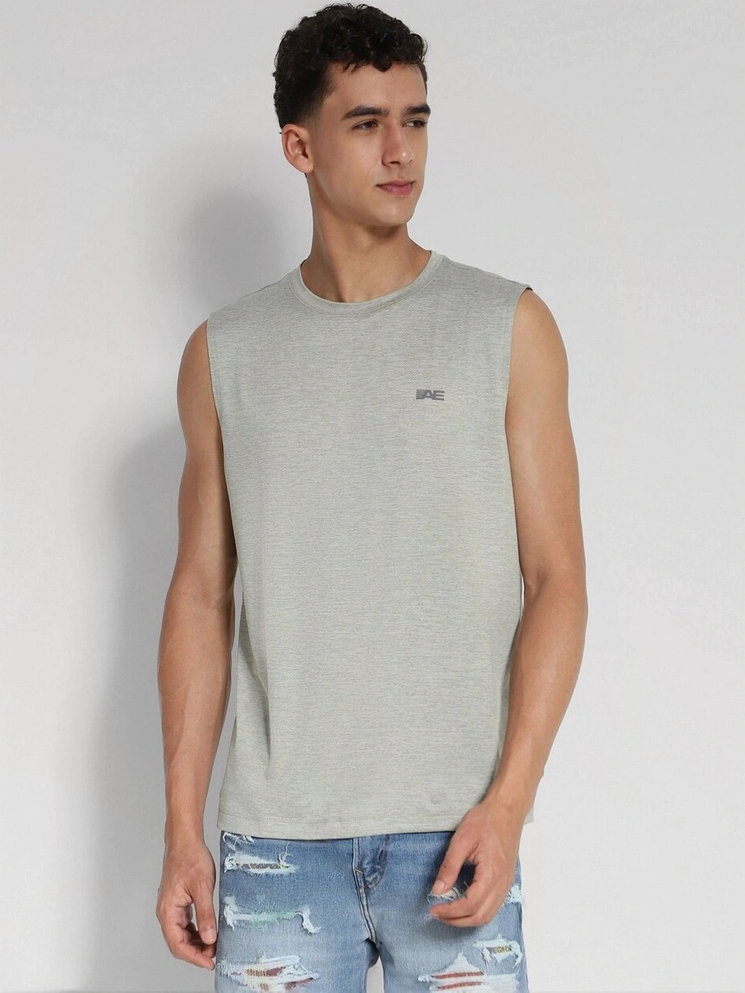 American Eagle Grey Regular Fit Tank Tee