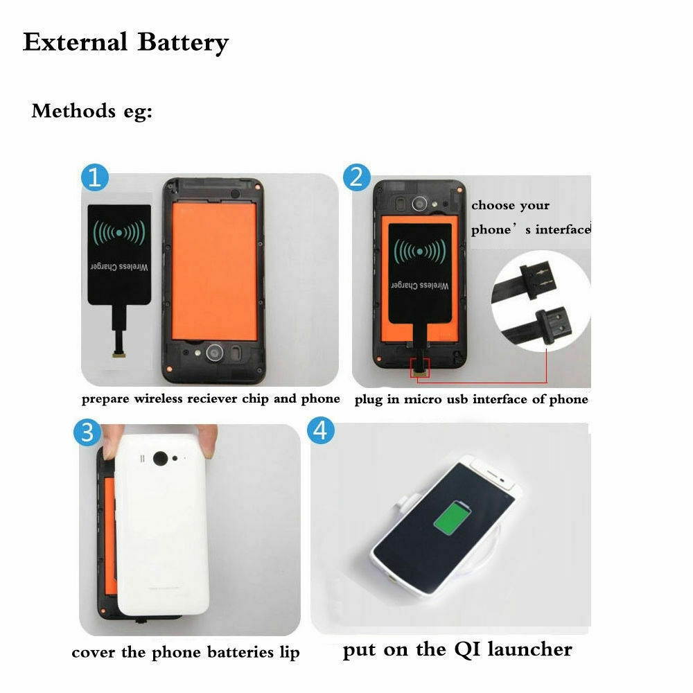 QI Wireless Adapter Fast Charger Receiver For  Android Type C USB C Micro