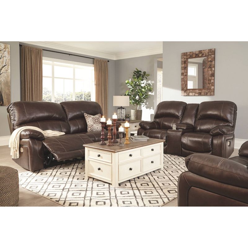 Hallstrung Power Reclining Loveseat with Console/Adjustable Headrest Chocolate Brown - Signature Design by Ashley