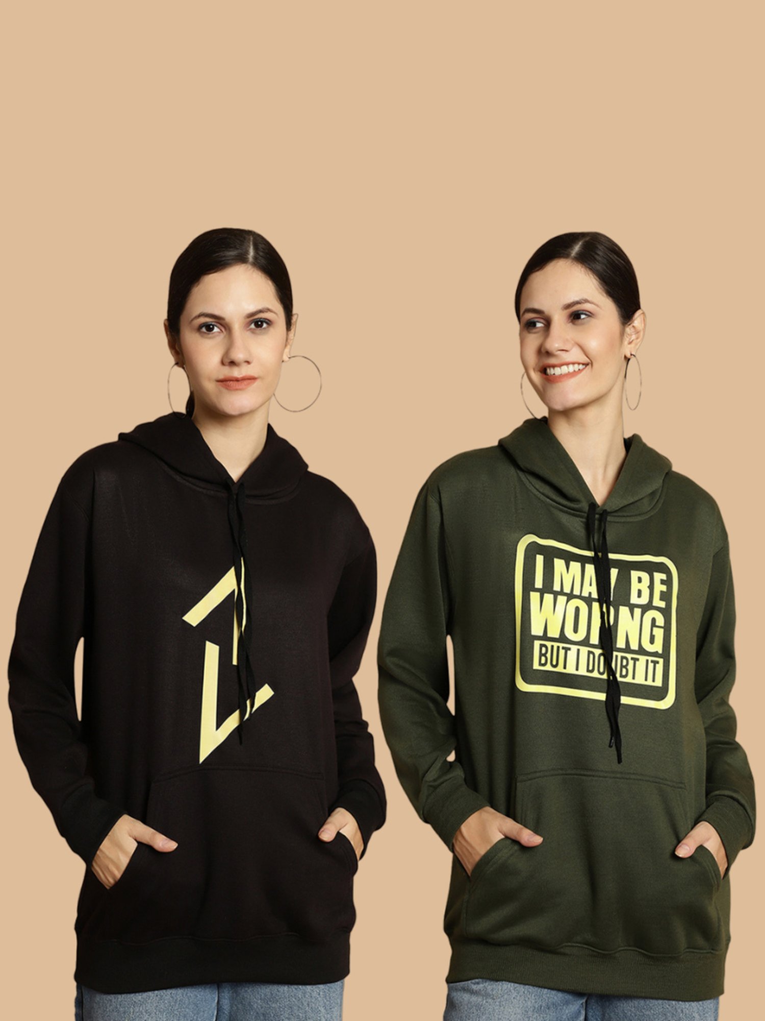 Vimal Jonney Black & Green Printed Sweatshirt - Pack Of 2