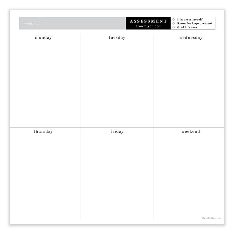 Undated Square Executive Weekly Schedule Pad - The Time Factory