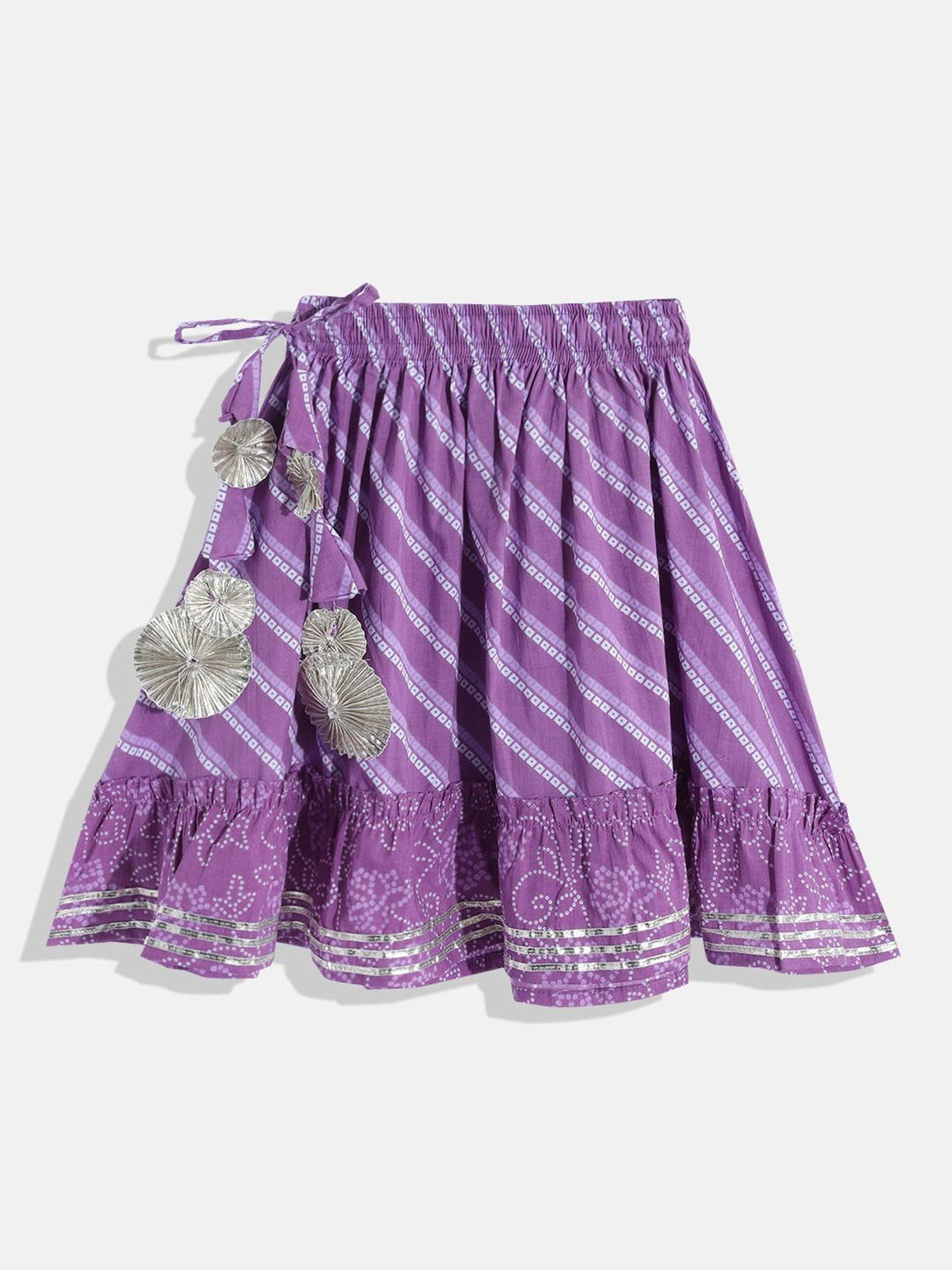 A Little Fable Kids Blue Printed Lehenga with Choli & Dupatta