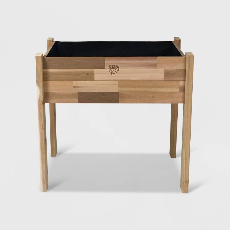 34" High Elevated Rectangular Garden Bed Planter With Fitted Liner Cedar - GRO Products