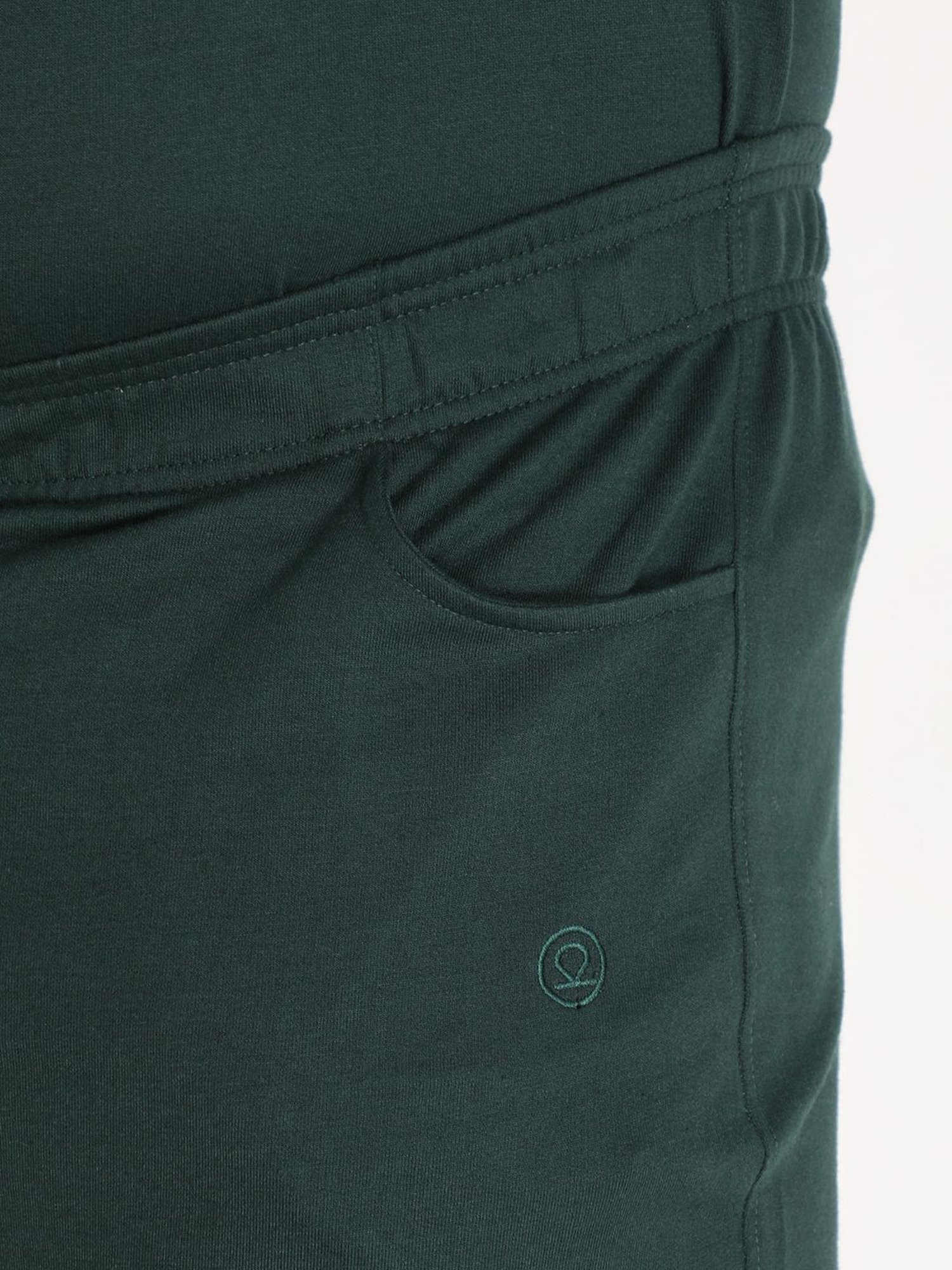 Chkokko Bottle Green Cotton Relaxed Fit Trackpants