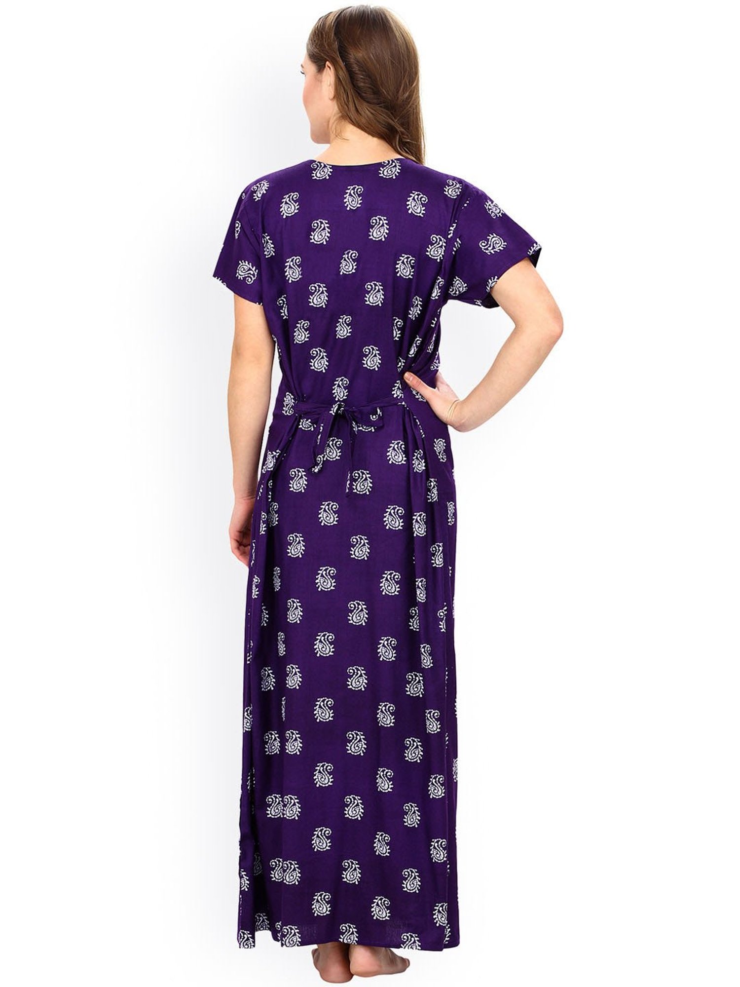 Secret Wish Purple Printed Maternity Nighty