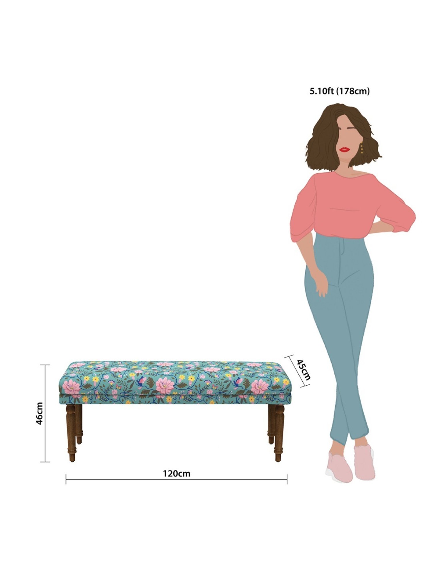 Chumbak Jodhpur Sailor Solid Blue Sheesham Wood Bench