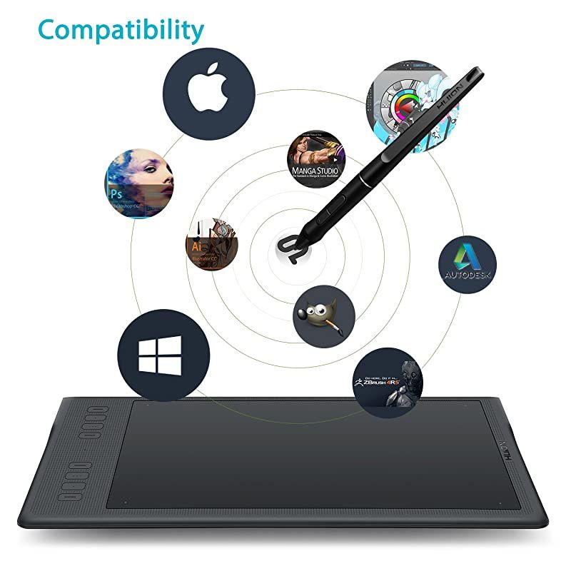 Inspiroy Q11K V2 Graphic Drawing Tablet Tilt Function Battery-Free Stylus 8192 Pen Pressure with Artist Glove and 18 Pen Nibs