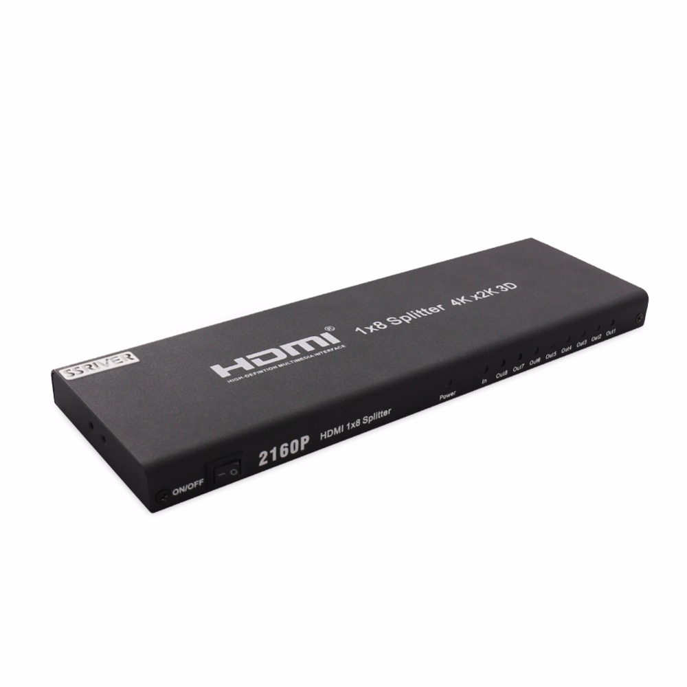 2160P HDMI 1x8 Splitter 4Kx2K Amplifier 1 In 8 Out HDMI Switch Converter with Power Adapter Support 4K 3D 1080P HDTV  AYS-18V14