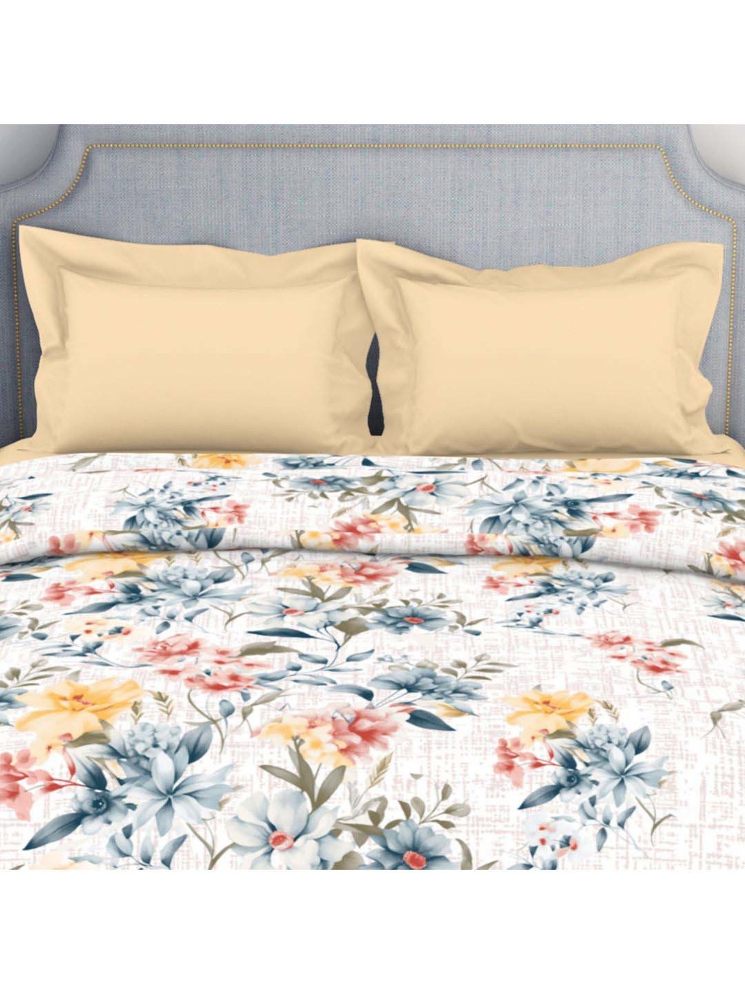 Maspar Vincent Green & Blue Cotton 120 TC Reversible Quilt - Set of 1