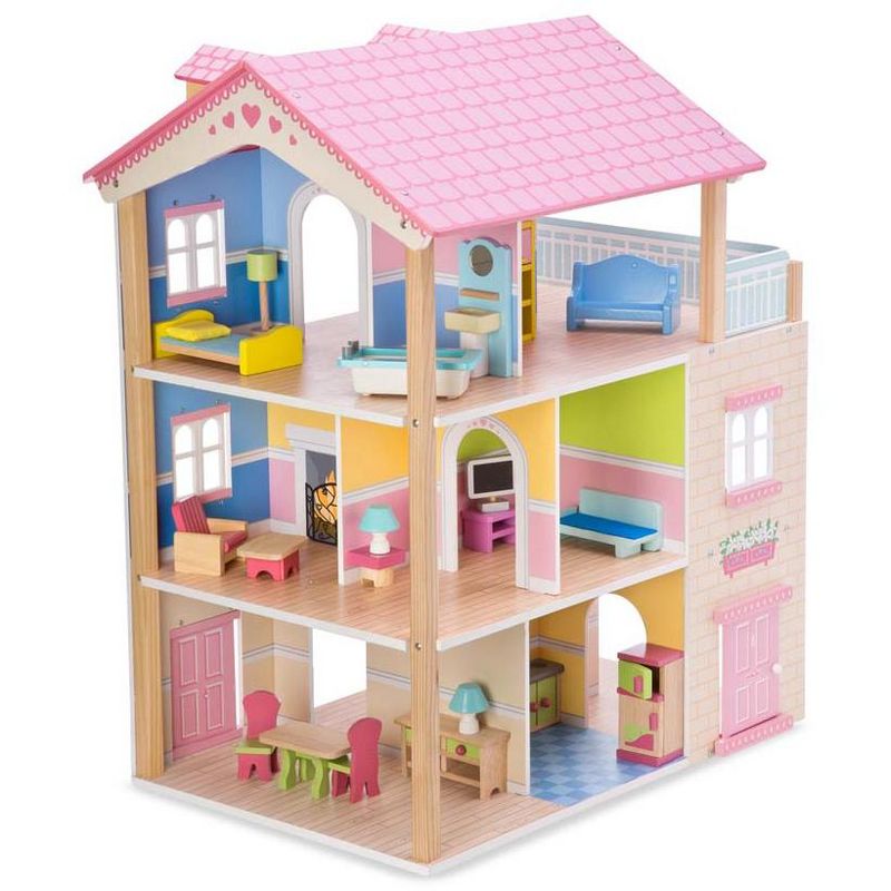 HearthSong - Imagine My Place Three-story Wooden Dollhouse-Go-Round