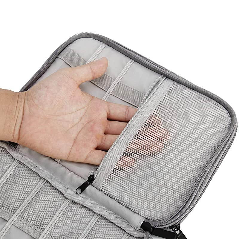 Organizer, 2 Layer Electronic Accessories Organizer Travel Storage Bag for Charging Cable, phone, Power Bank, Mini Tablet (Up to 7.9''), Make up Organizer Bag for Traveling (Grey)