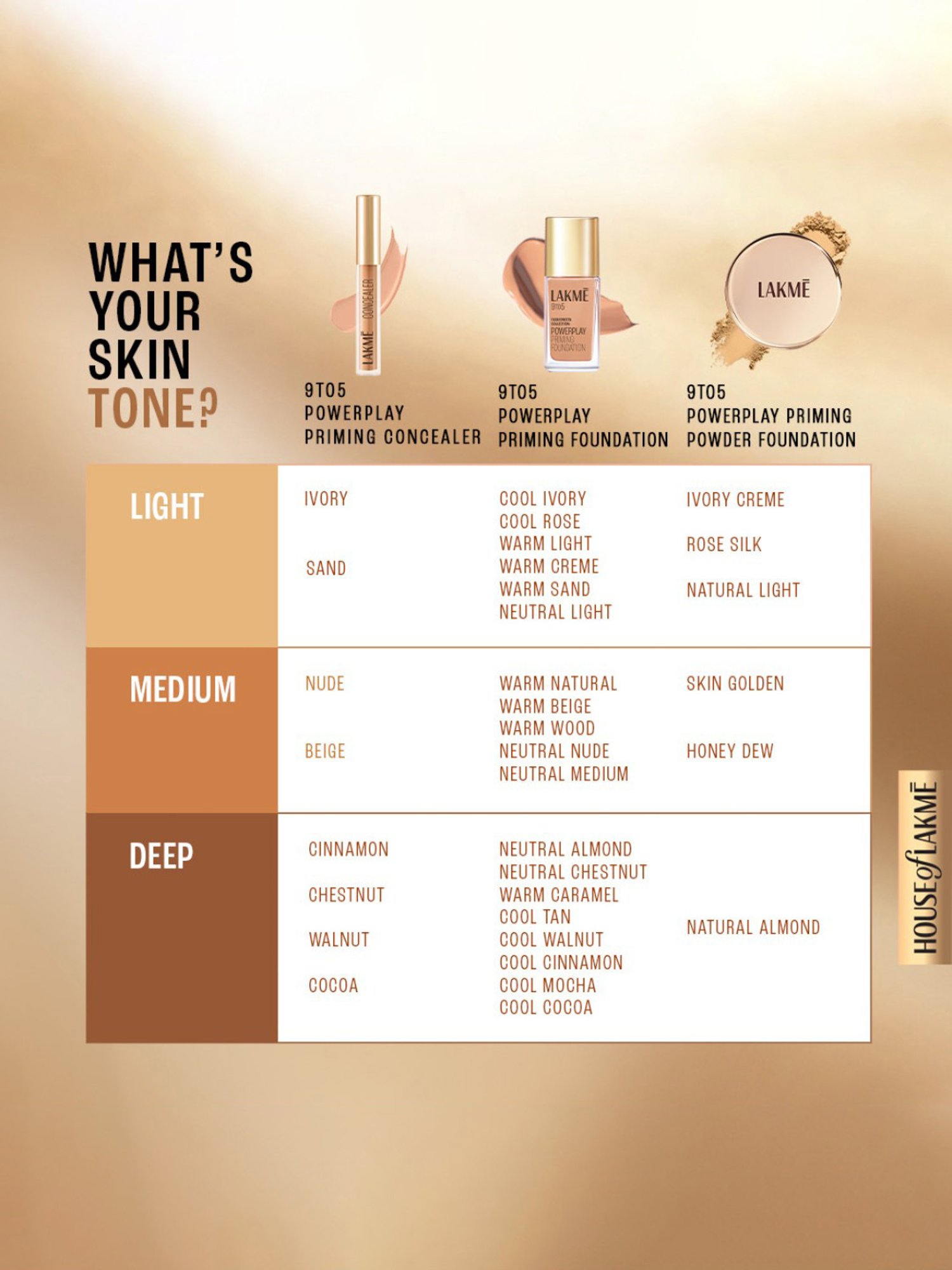 Lakme Powerplay Priming Powder Foundation Natural Almond - 9 gm