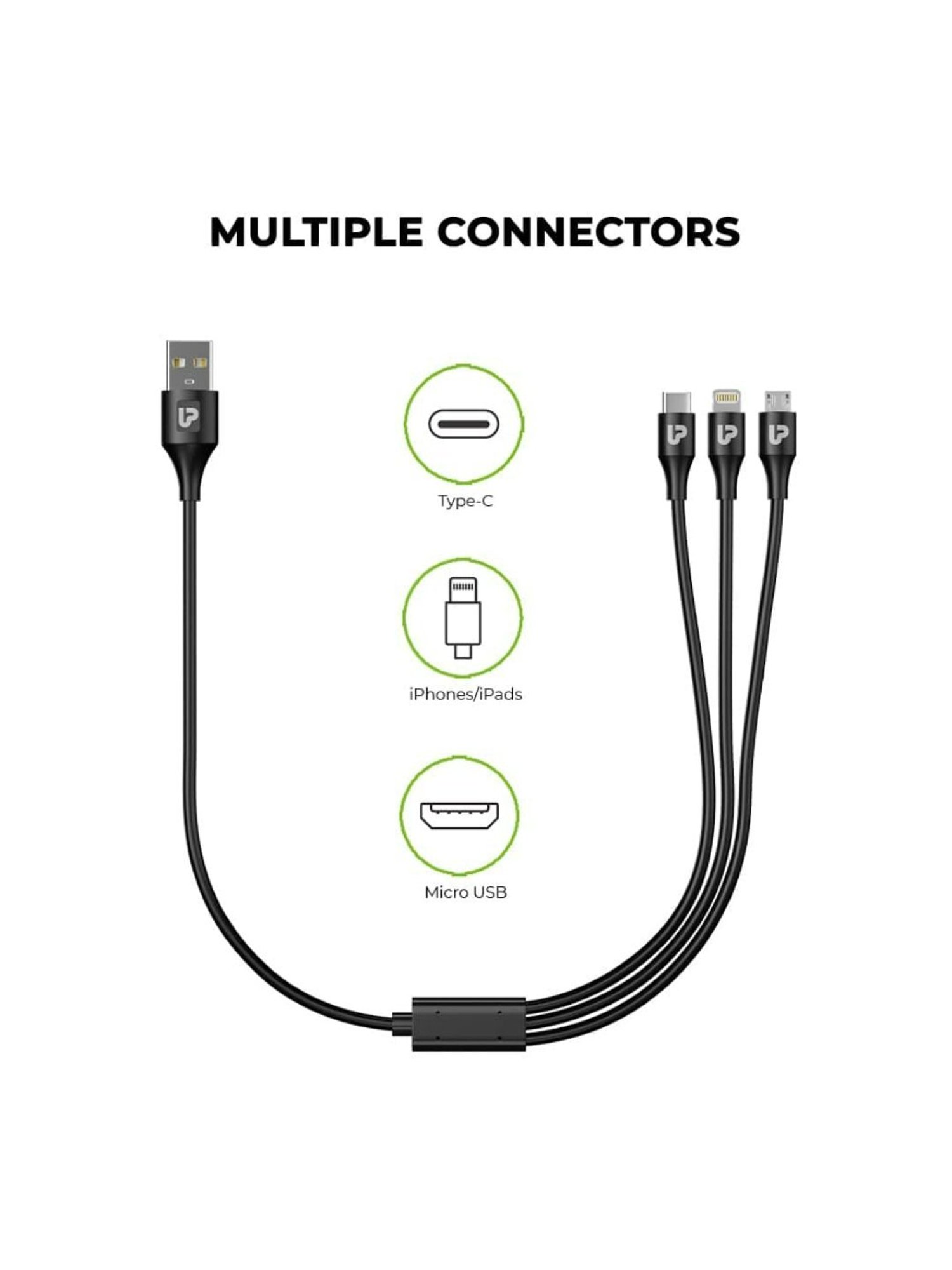 Ultraprolink UL1099 TrioLink Mini 18W 3 in 1  0.5m Fast Charging Cable (Black)