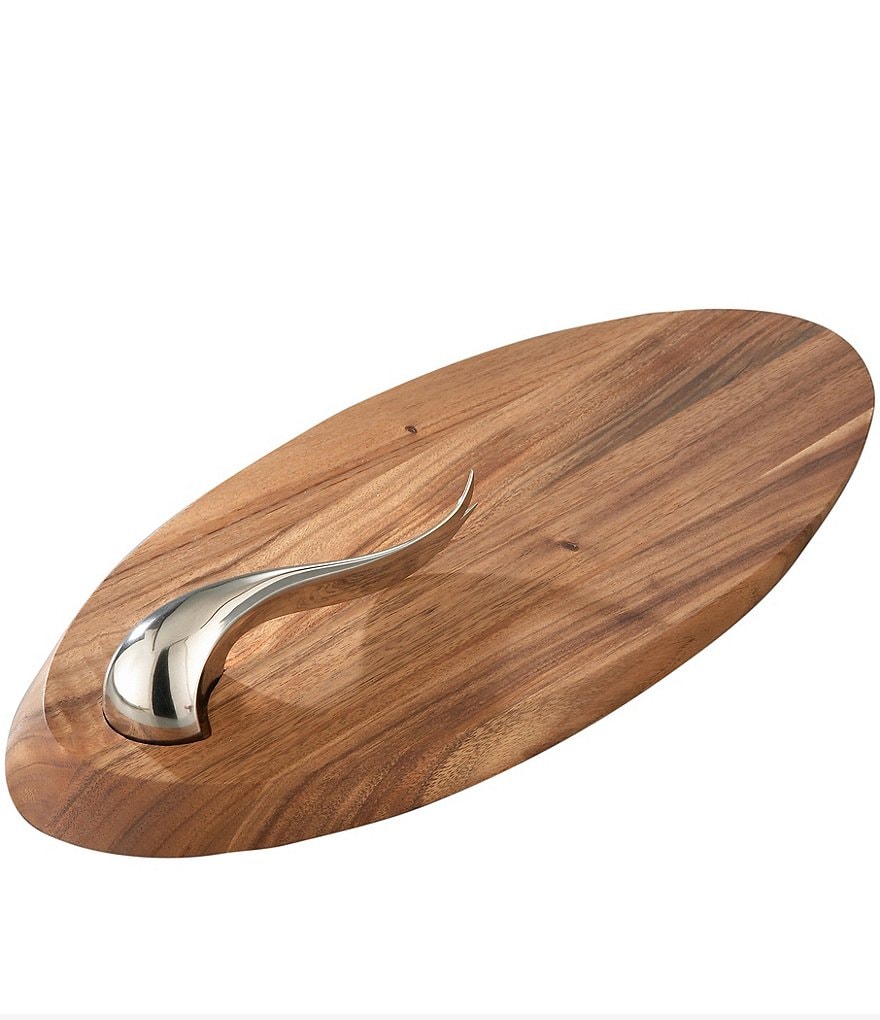 Nambe Swoop Wooden Cheese Board with Knife