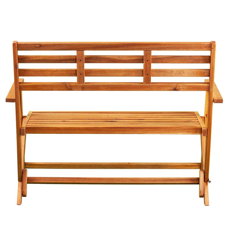 Wood Outdoor Bench in Natural Brown-Pemberly Row