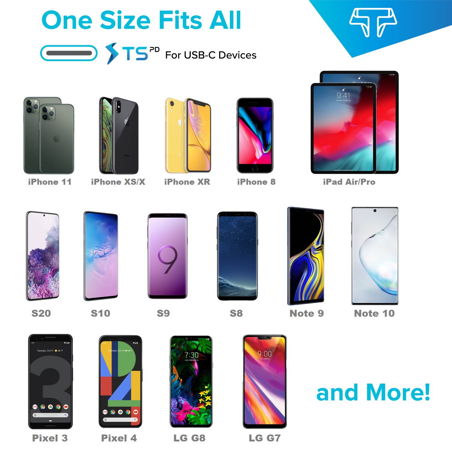 Techsmarter 20,000mAh PD USB C Portable Charger (18W), High-Capacity Power Delivery Power Bank Compatible with iPhone 11/X/XS/XR/8, Samsung S8/S9/S10, iPad and More