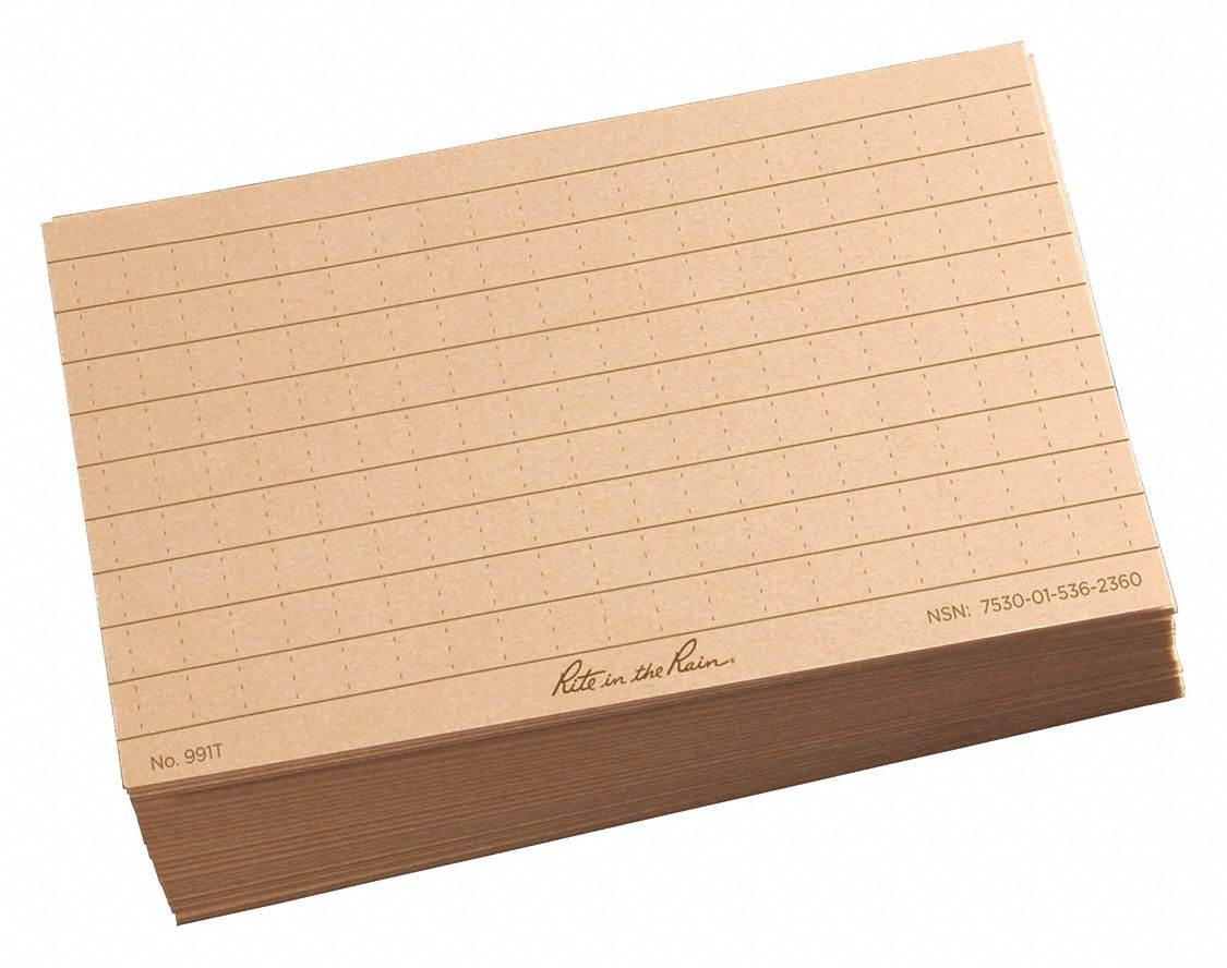 3" x 5" Ruled Index Cards, Pk100 RITE IN THE RAIN 991T