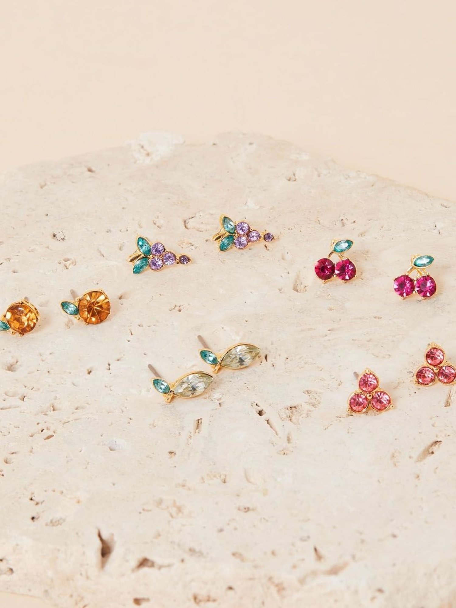 Accessorize London Women's Multicolored Fruit Stud Earrings - Set of 5