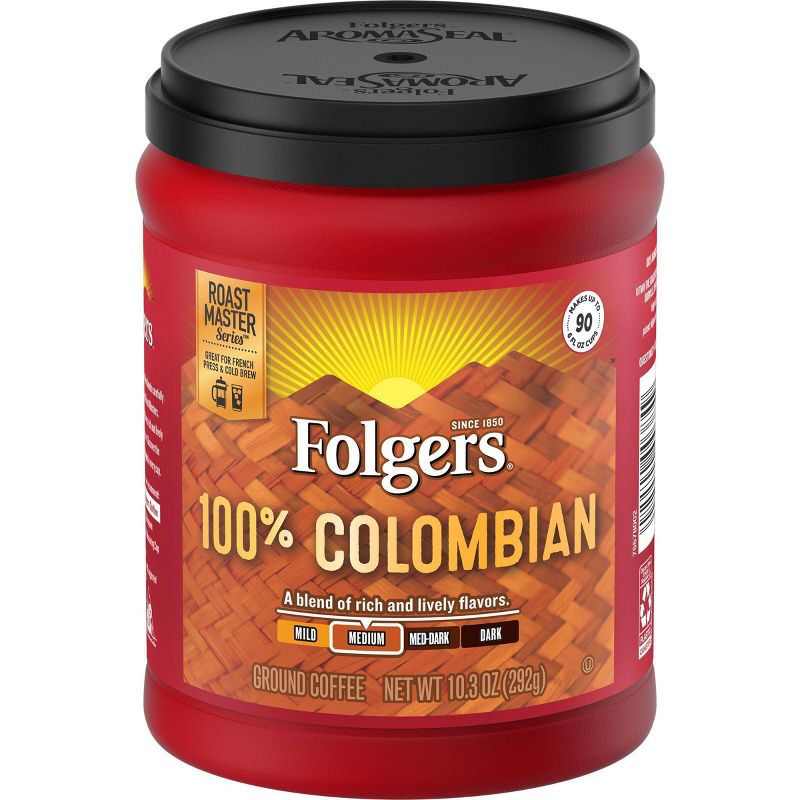 Folgers 100% Colombian Medium Dark Roast Ground Coffee - 10.3oz
