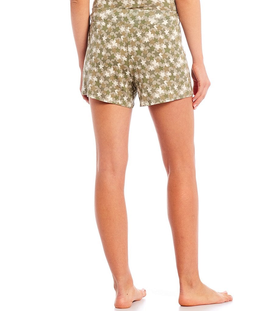 Jasmine & Ginger Camouflaged Star Printed Coordinating Knit Sleep Shorts