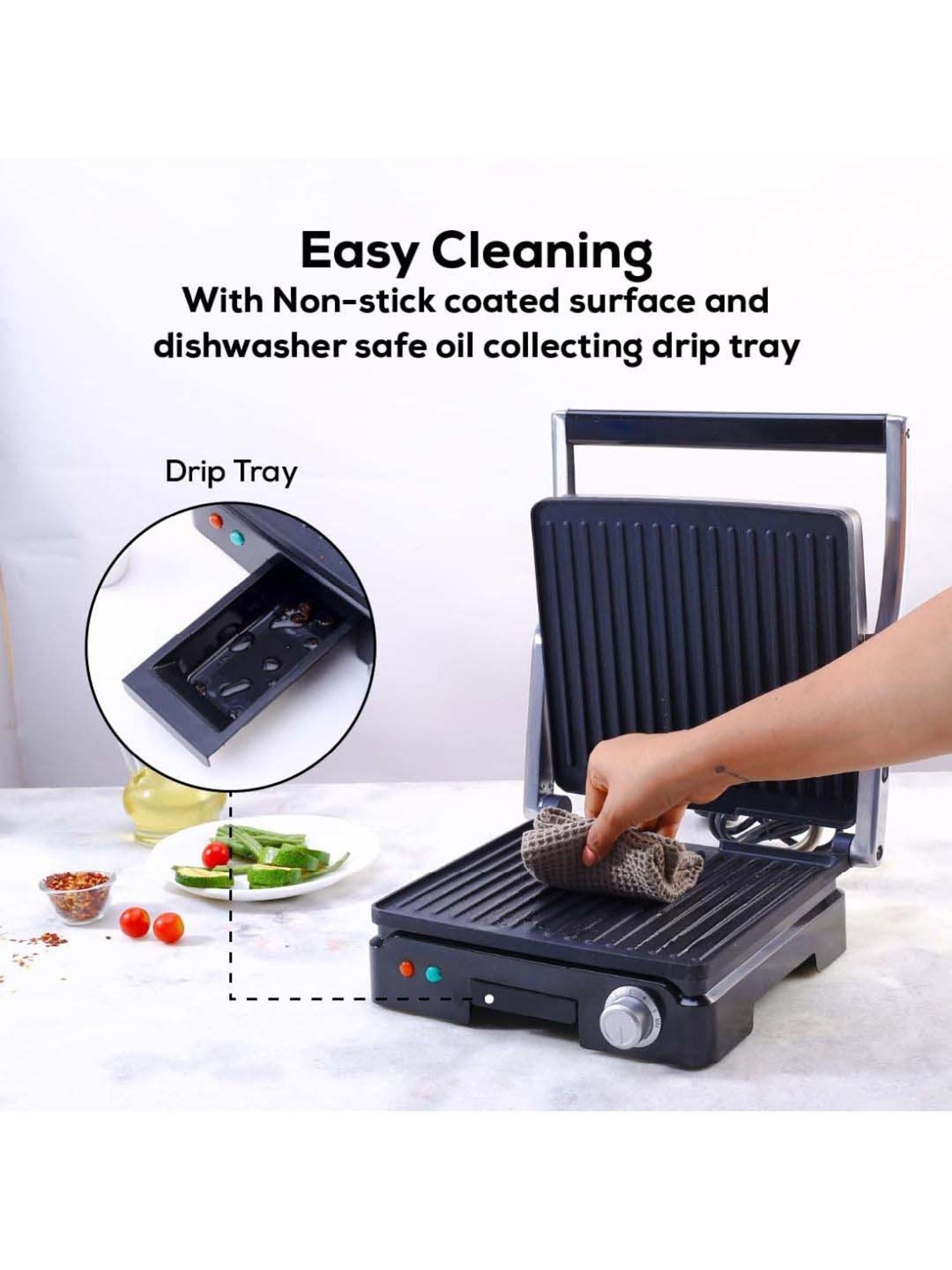 Borosil Sandwich Maker 2000W with Non stick coating (Black)