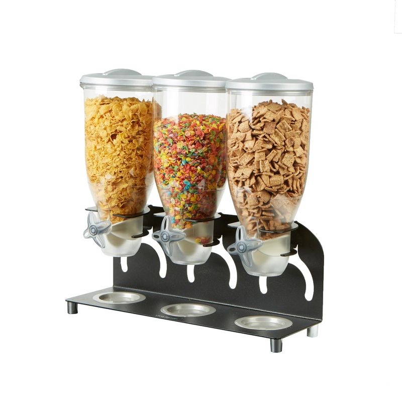 Mind Reader Heavy Duty Metal Cereal Triple Dispenser, Black