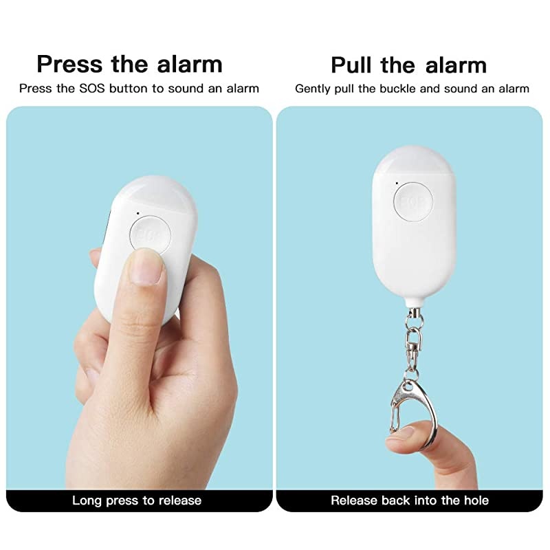 Security Alarm Keychain with LED Flashlight for Women and Seniors USB Chargable Safe Scream Alarm Emergency Self Defense Alarm Safety Alert for Girls Kids and Men2 Pack