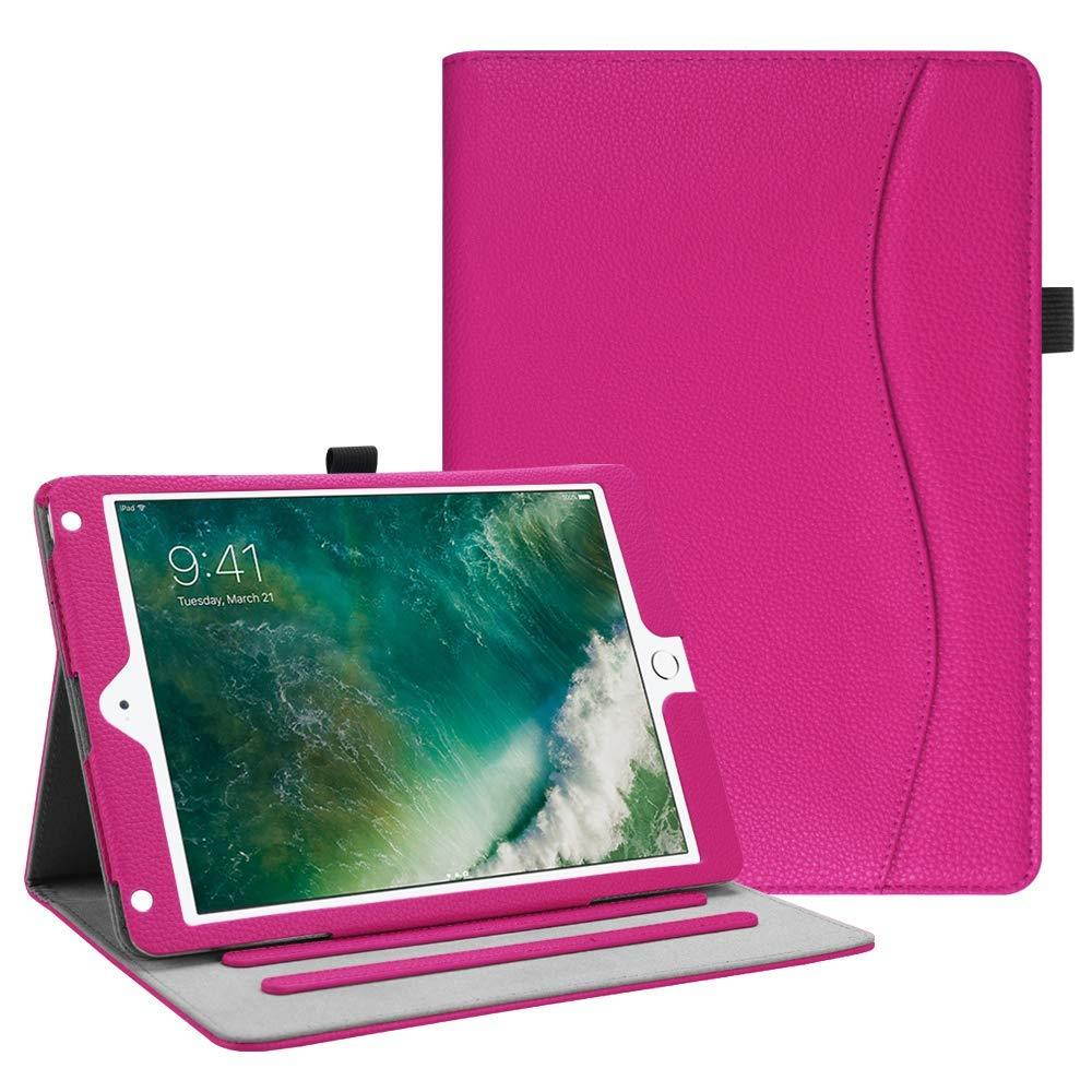 Fintie iPad 9.7 2018 2017 / iPad Air 2 / iPad Air Case - [Corner Protection] Multi-Angle Viewing Folio Cover w/Pocket, Auto Wake/Sleep for Apple iPad 6th / 5th Gen, iPad Air 1/2, Magenta