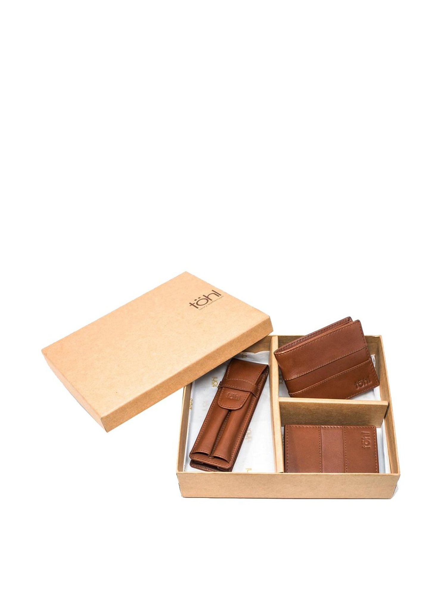 Tohl Matera Tan Casual Leather Bi-Fold Wallet,Card Holder & Pen Holder Set for Men