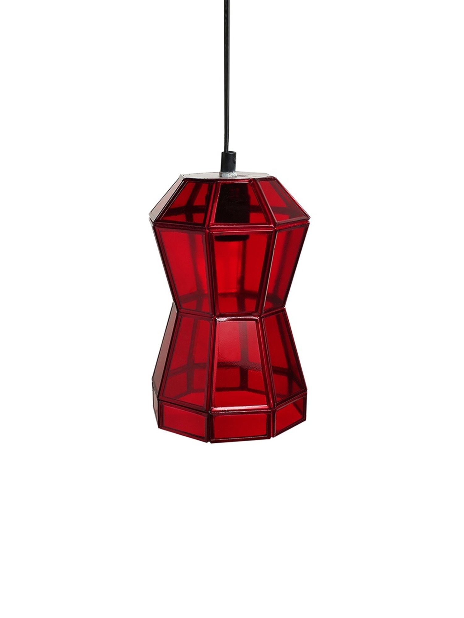 ExclusiveLane Red Glass Octagonal Hanging Pendant Lamp