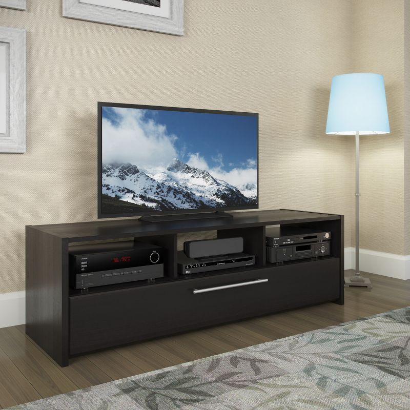 Naples TV Stand Bench with Pull Down Storage Black 65" - CorLiving
