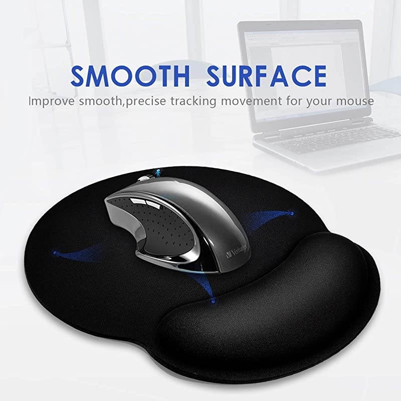 Pad with Support Bar, Ergonomic Pad with Gel Wrist Rest Support, Gaming Pad with Lycra Cloth, Non-Slip PU Base for Computer, Laptop, Home, Office & Travel, Black (2)