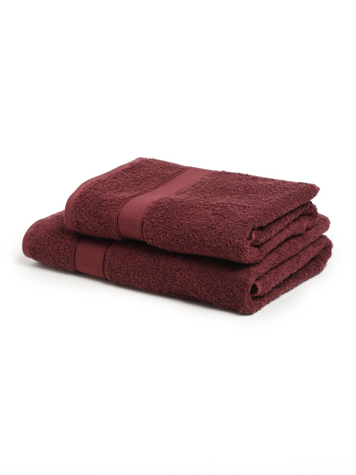 Creeva Burgundy 525 GSM Cotton Bath Towel Set of 2