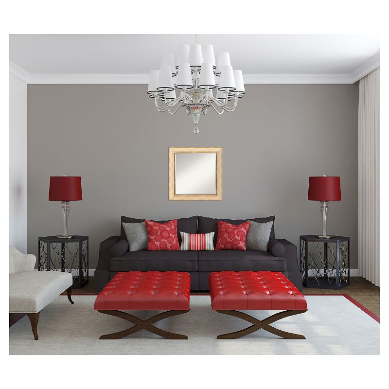 25" x 25" Highland Park Cream Framed Wall Mirror - Amanti Art