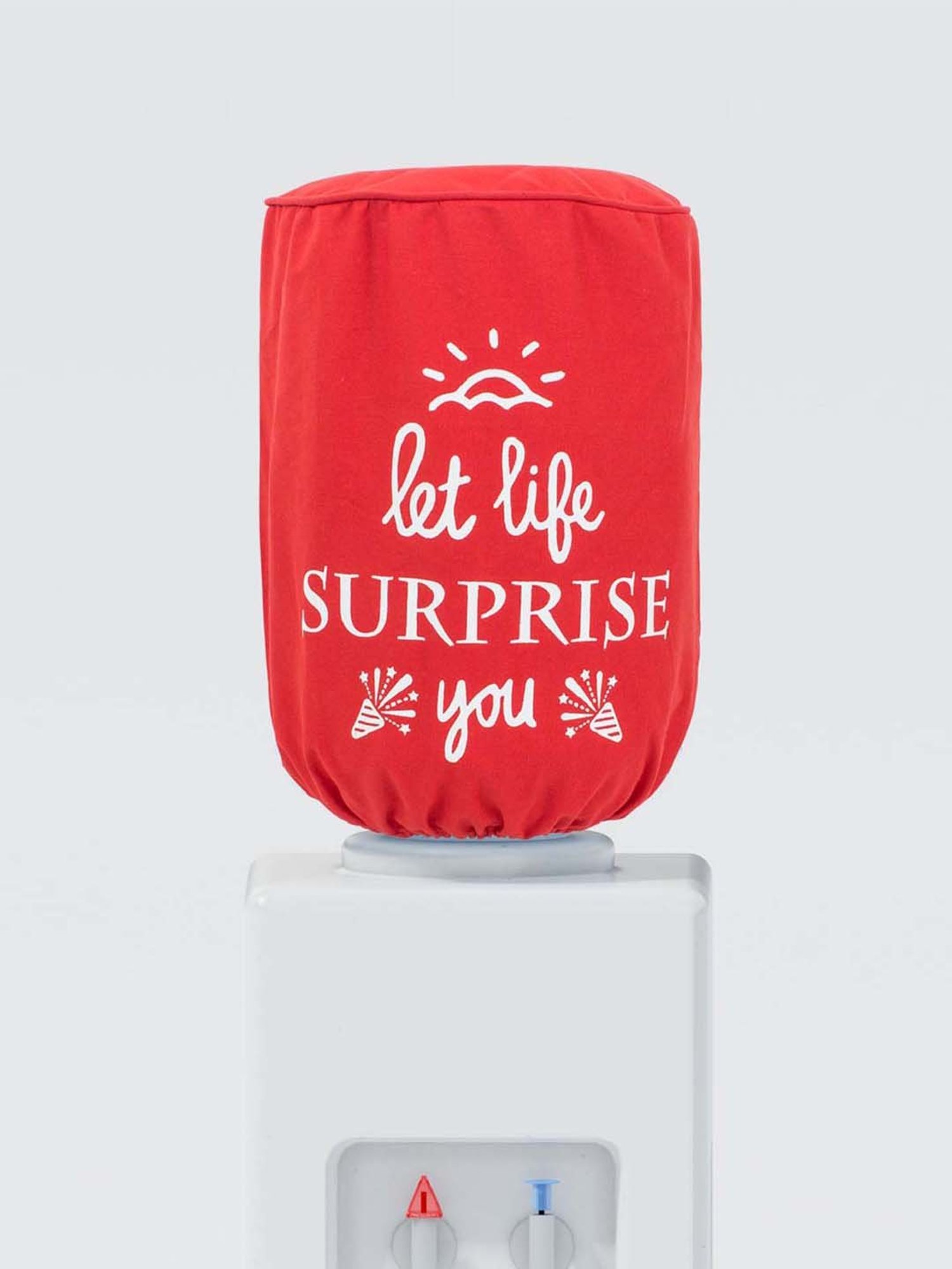 Swayam Red & White Cotton 20 Litre Water Dispenser Bottle Cover - Set of 1