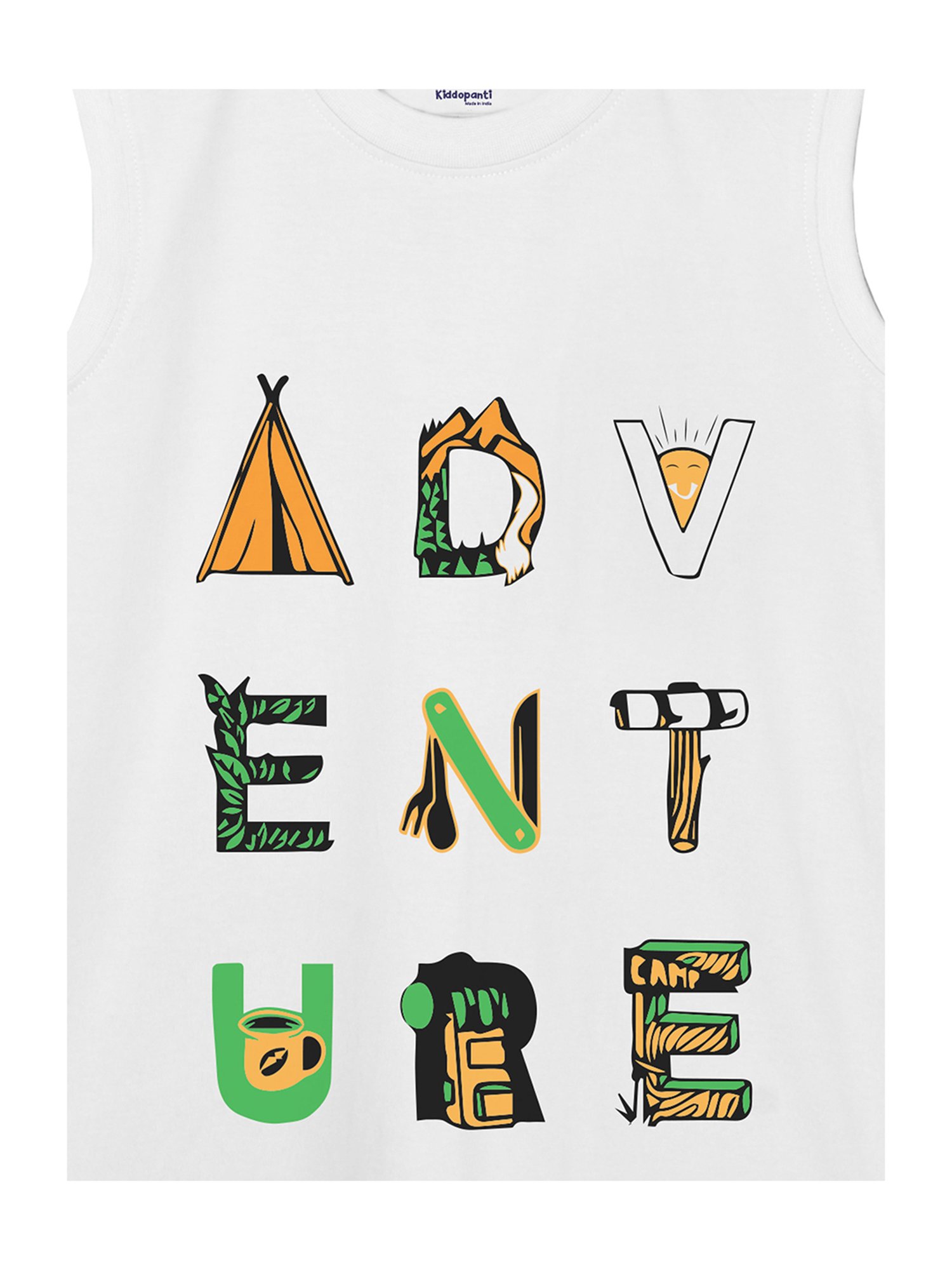 Kiddopanti Kids White Printed T-Shirt