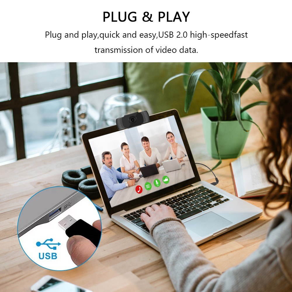 Webcam 1080P USB Web Camera PC Camera with Microphone for Online Teaching live Streaming Business Meeting Plug and Play for PC, Desktop or Laptop