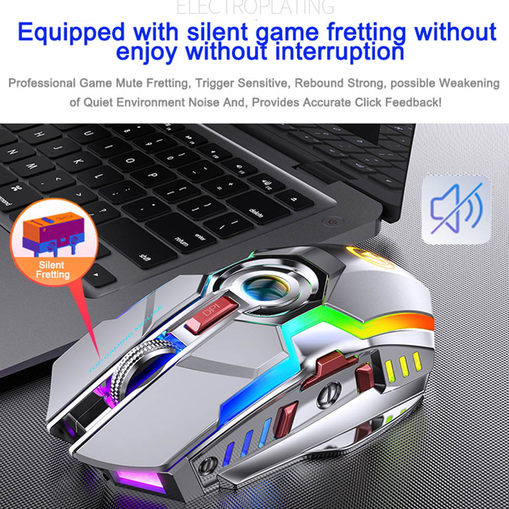 Gaming Mice Rechargeable Wireless Mouse Silent Ergonomic 7 Keys RGB Backlit 1600 DPI LED Backlit Mouse for Computer PC
