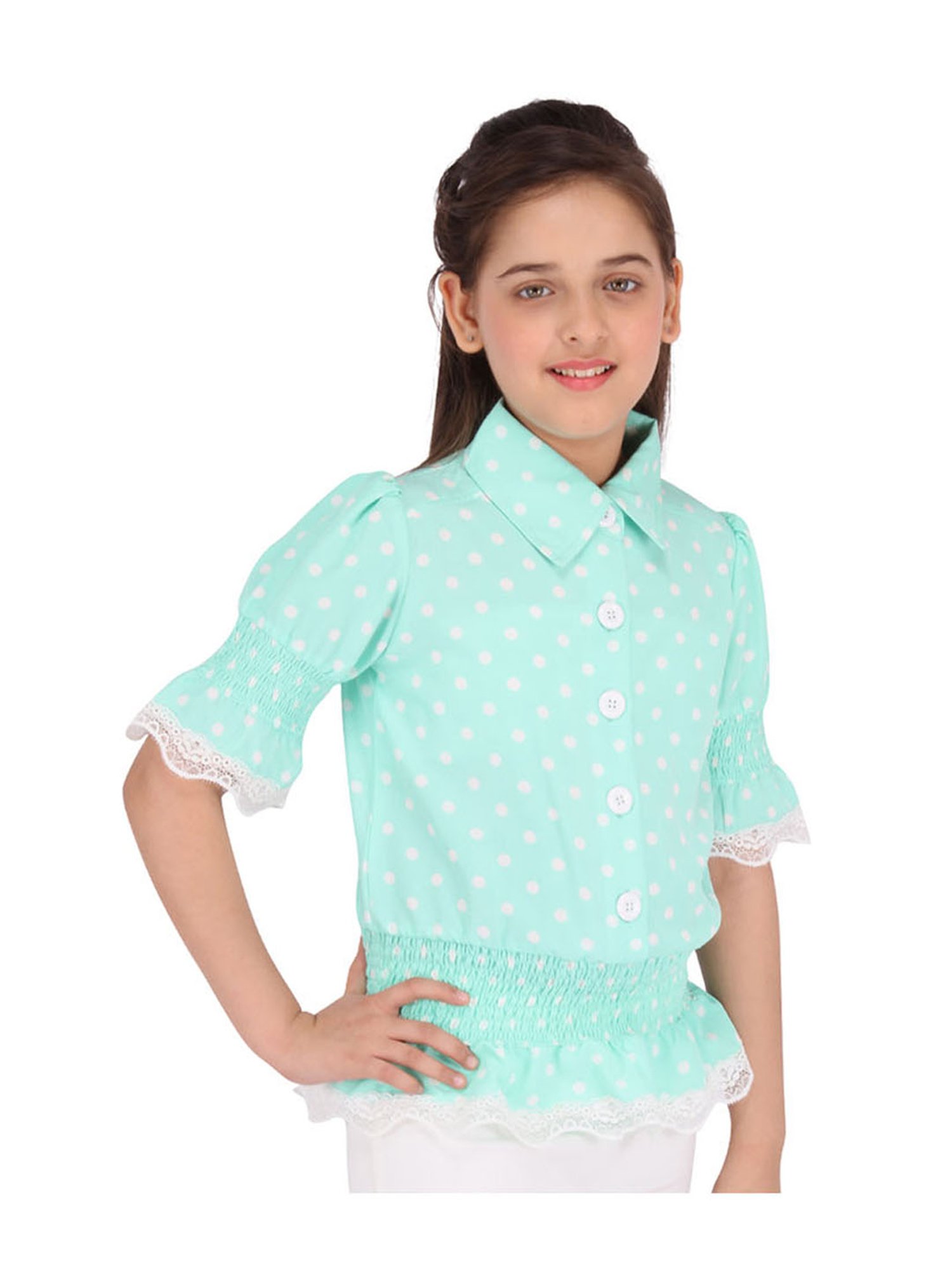 Cutecumber Kids Green Printed  Top
