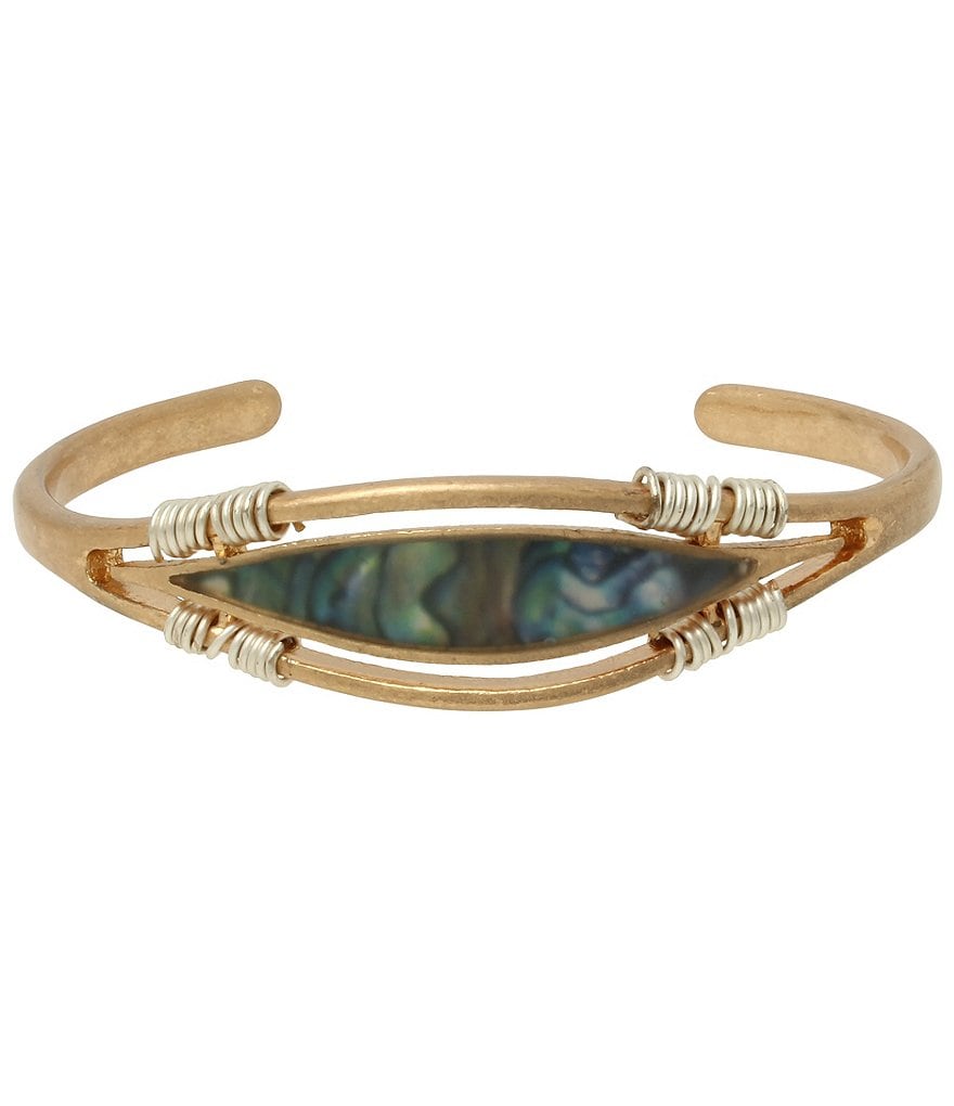 Robert Lee Morris Soho Abalone Cuff Wire Wrapped Detail Bracelet
