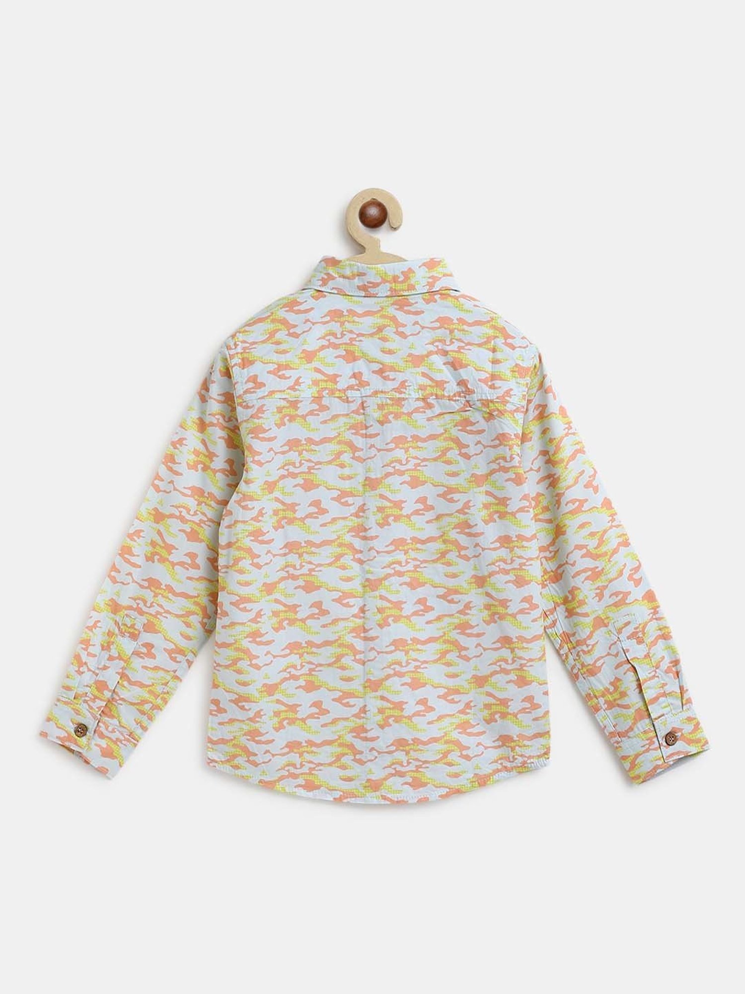 Tales & Stories Kids Blue & Peach Cotton Printed Full Sleeves Shirt